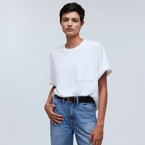 77- nn250 madewell sz xs Garment-Dyed Oversized Pocket Tee